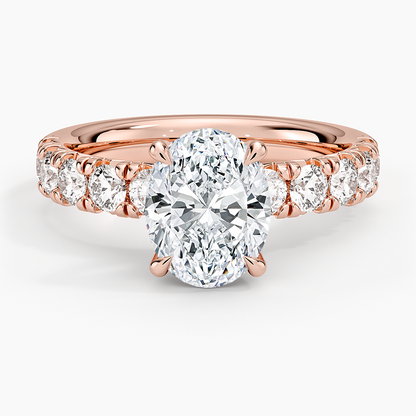 Ellora Half Coverage Diamond Ring - Oval Center Stone
