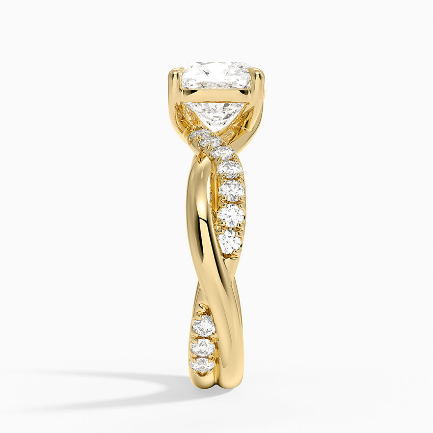 Cascade Twisted Diamond Ring - Cushion Cut Center Stone
