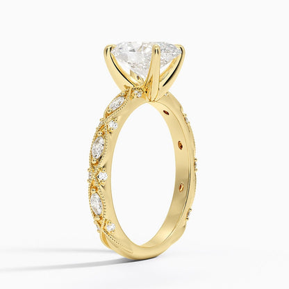 Celestia Milgrain Diamond Ring (1/4 ct. tw.) - Oval Center Stone