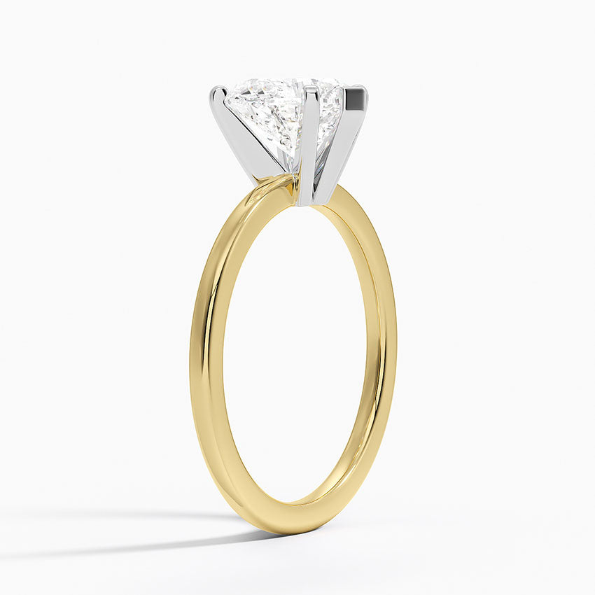 Six-Prong Petite Comfort Fit 1.5mm Solitaire Ring - Heart Center Stone