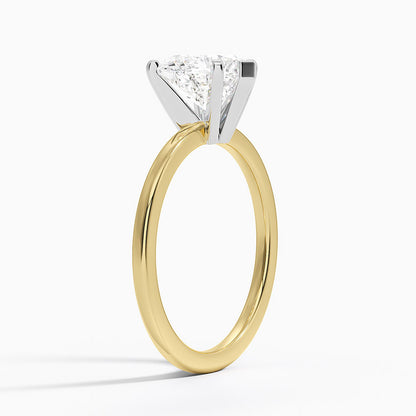 Six-Prong Petite Comfort Fit 1.5mm Solitaire Ring - Heart Center Stone