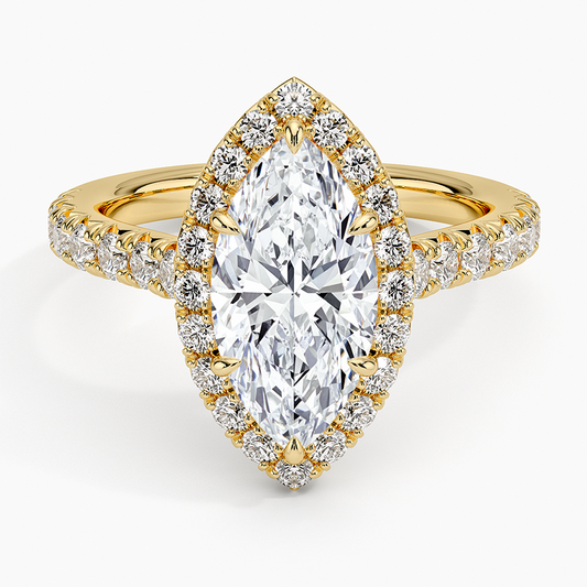 Sienna Halo Half Coverage Diamond Ring (2/3 ct. tw.) - Marquise Center Stone