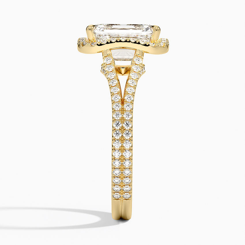 Fortuna Halo Diamond Ring (1/2 ct. tw.) - Emerald Cut Center Stone