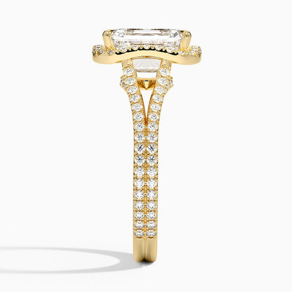 Fortuna Halo Diamond Ring (1/2 ct. tw.) - Emerald Cut Center Stone