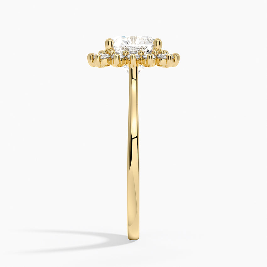 Sunburst Halo Diamond Ring (1/4 ct. tw.) - Cushion Cut Center Stone