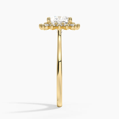 Sunburst Halo Diamond Ring (1/4 ct. tw.) - Cushion Cut Center Stone