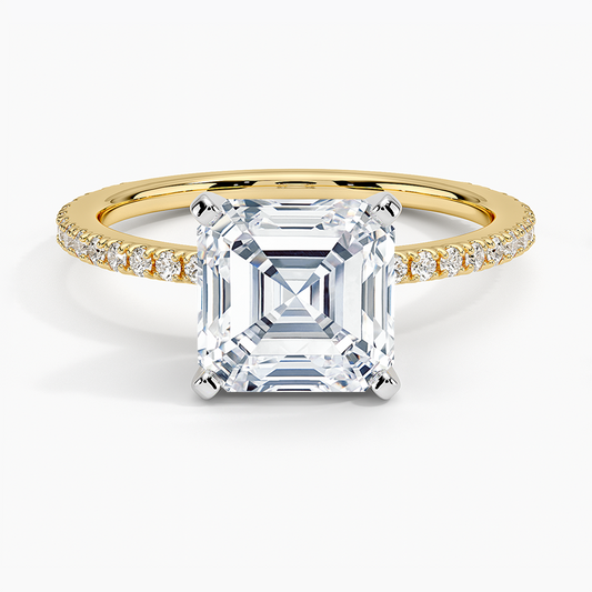 Ballad Three-Quarter Coverage Diamond Ring (1/4 ct. tw.) - Asscher Cut Center Stone