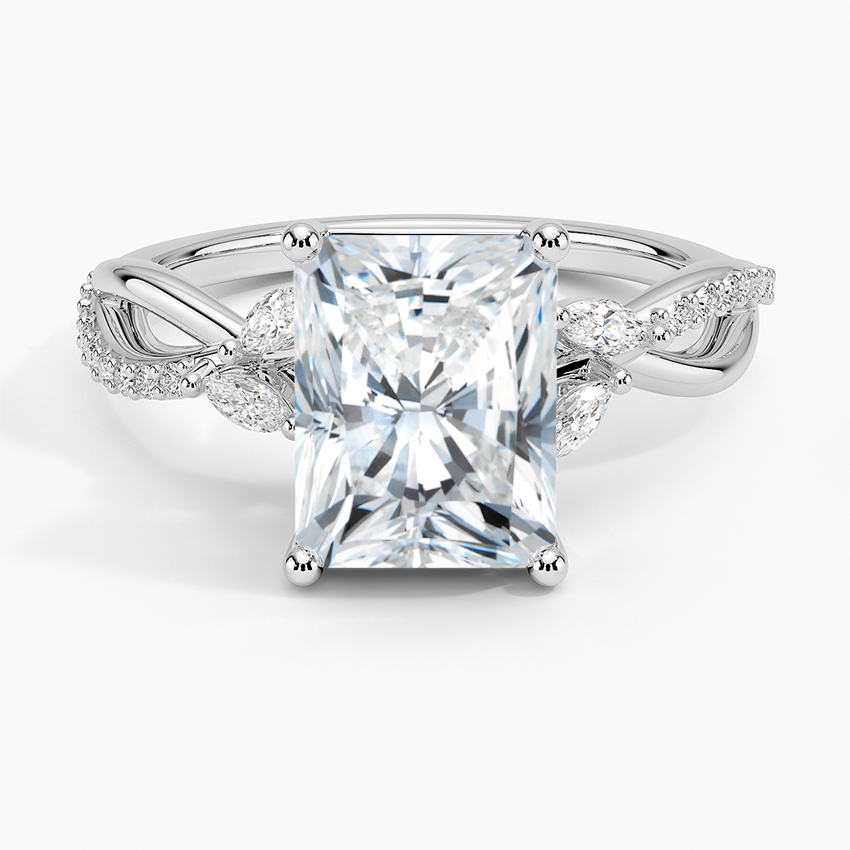 Petite Twisted Willow Diamond Ring - Radiant Cut Center Stone