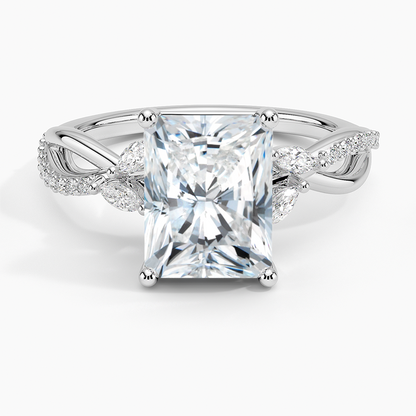 Petite Twisted Willow Diamond Ring - Radiant Cut Center Stone