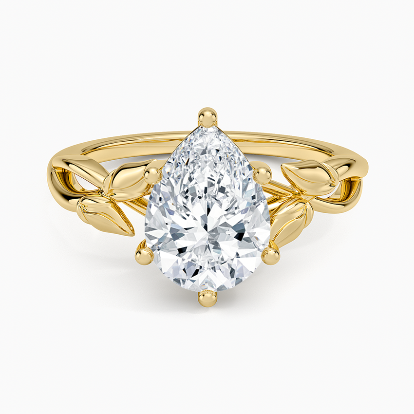 Budding Willow Solitaire Ring - Pear Center Stone