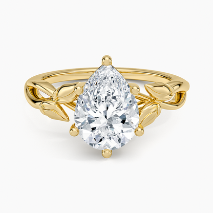 Budding Willow Solitaire Ring - Pear Center Stone