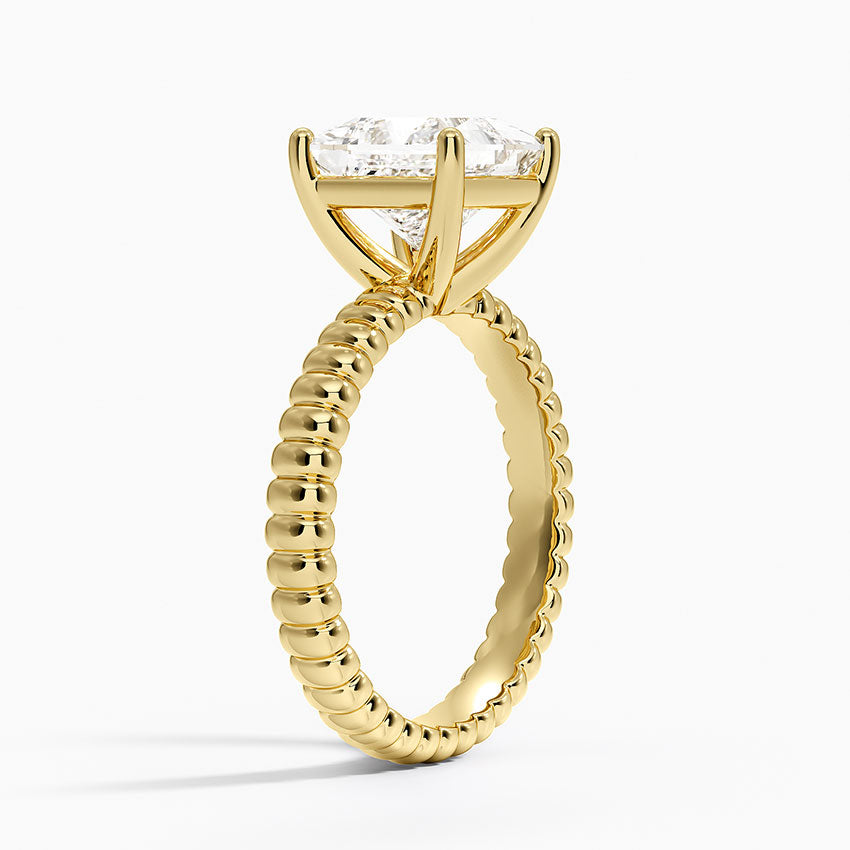 Petra Textured Solitaire Ring - Princess Cut Center Stone