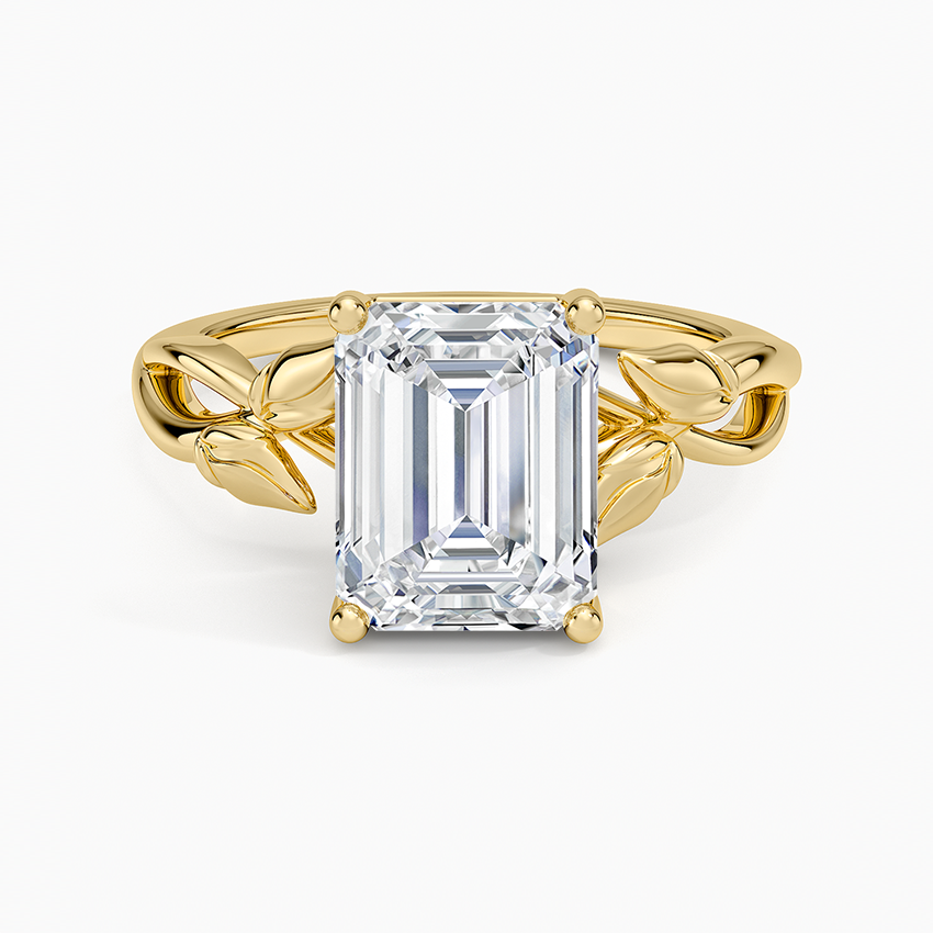 Budding Willow Solitaire Ring - Emerald Cut Center Stone