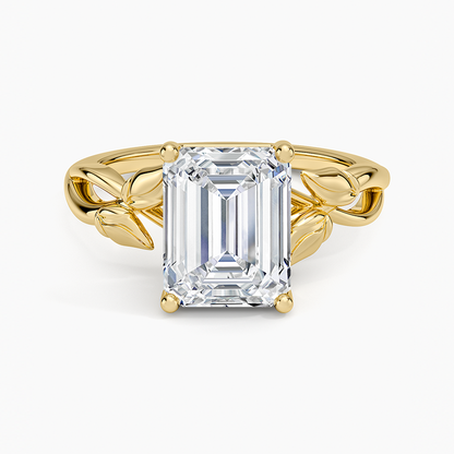 Budding Willow Solitaire Ring - Emerald Cut Center Stone