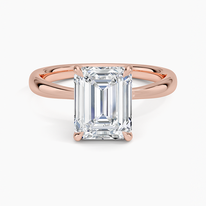 Freesia 2.7mm Solitaire Ring - Emerald Cut Center Stone