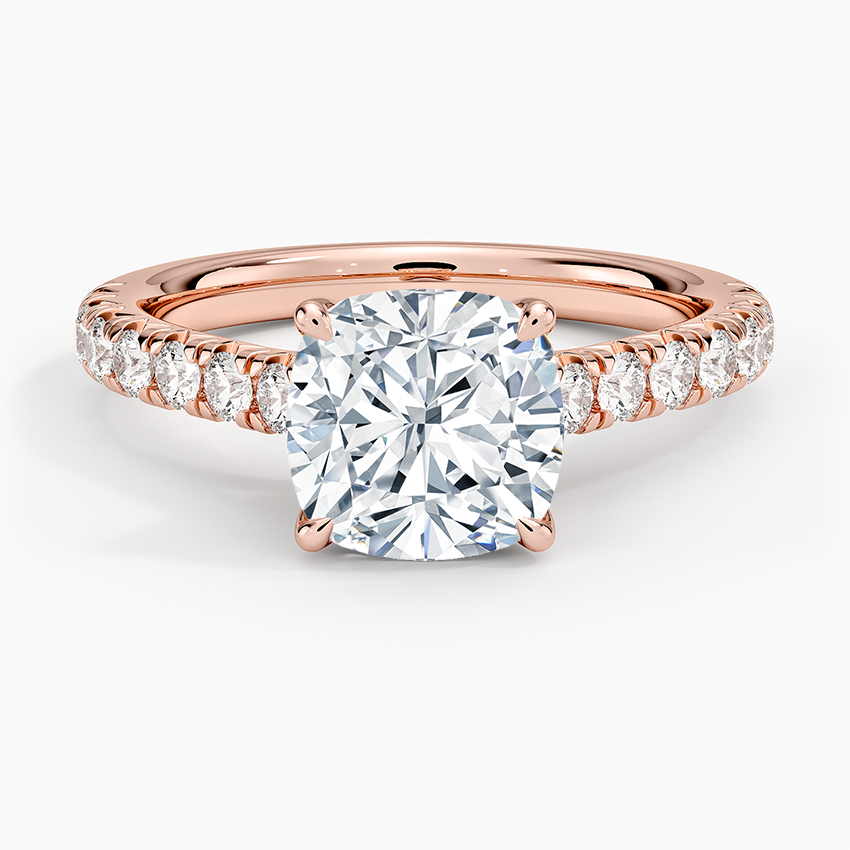 Sienna Half Coverage Diamond Ring - Cushion Cut Center Stone