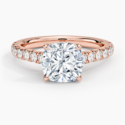 Sienna Half Coverage Diamond Ring - Cushion Cut Center Stone