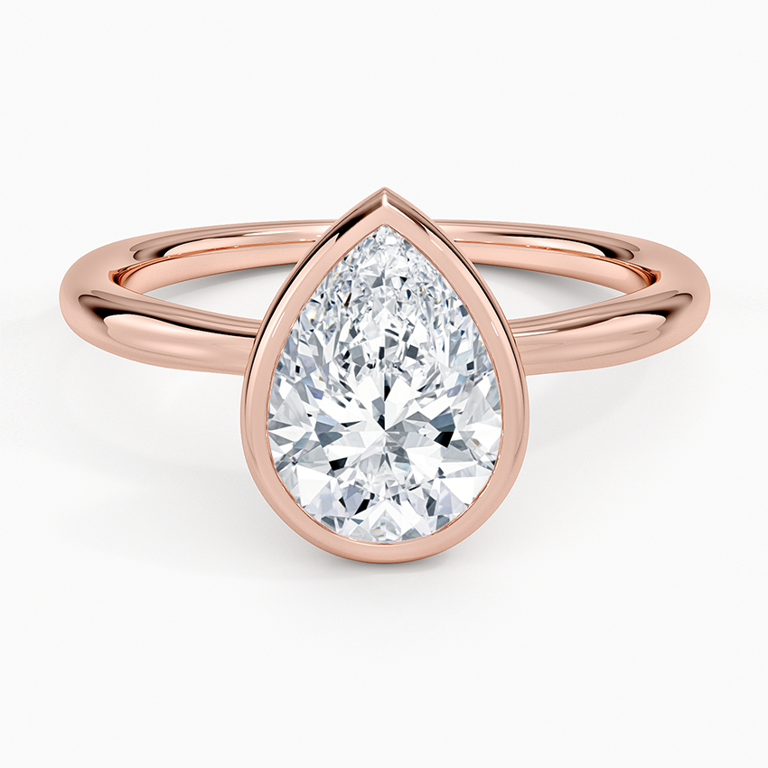 Freesia Bezel Solitaire Ring - Pear Center Stone