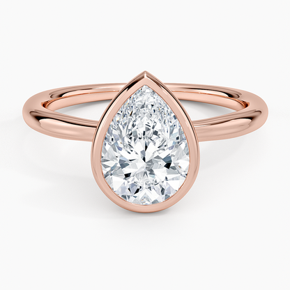 Freesia Bezel Solitaire Ring - Pear Center Stone