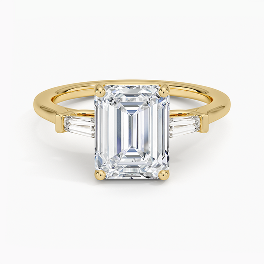 Symphony Perfect Fit Tapered Baguette Diamond Ring - Emerald Cut Center Stone