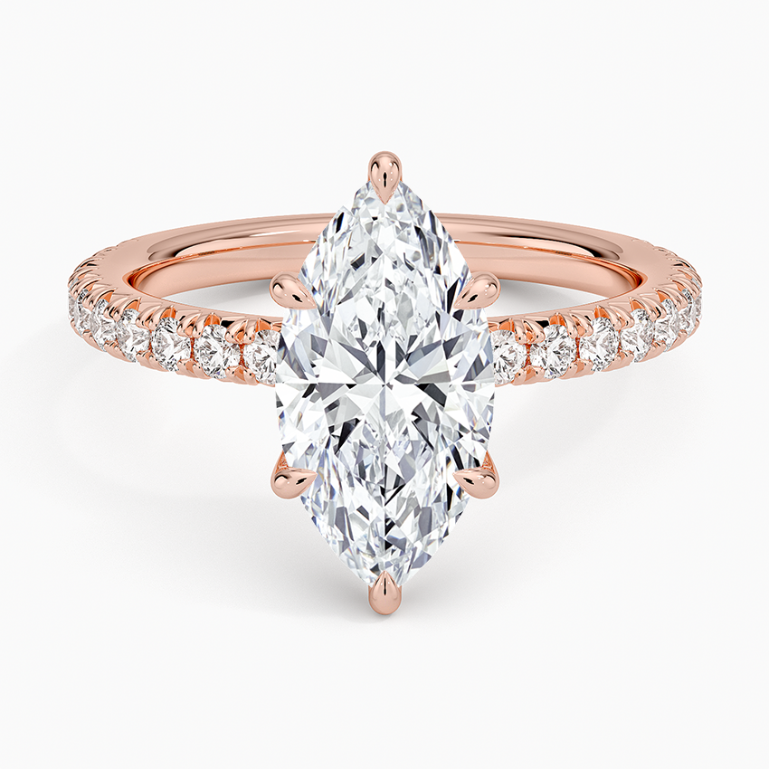 Amelie Three-Quarter Coverage Diamond Ring - Marquise Center Stone