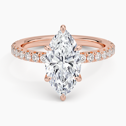 Amelie Three-Quarter Coverage Diamond Ring - Marquise Center Stone