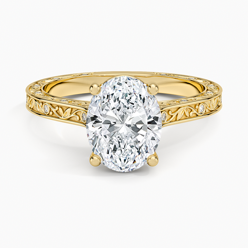 Grove Perfect Fit Engraved Diamond Ring (1/10 ct. tw.) - Oval Cut Center Stone