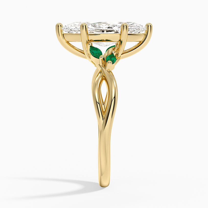 Willow Ring With Lab Emerald Accents - Marquise Cut Center Stone