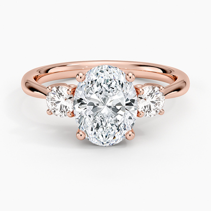 Selene Three Stone Diamond Ring (1/3 ct. tw.) - Oval Center Stone