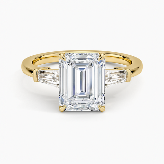 Symphony Tapered Baguette Three Stone Diamond Ring (1/2 ct. tw.) - Emerald Cut Center Stone