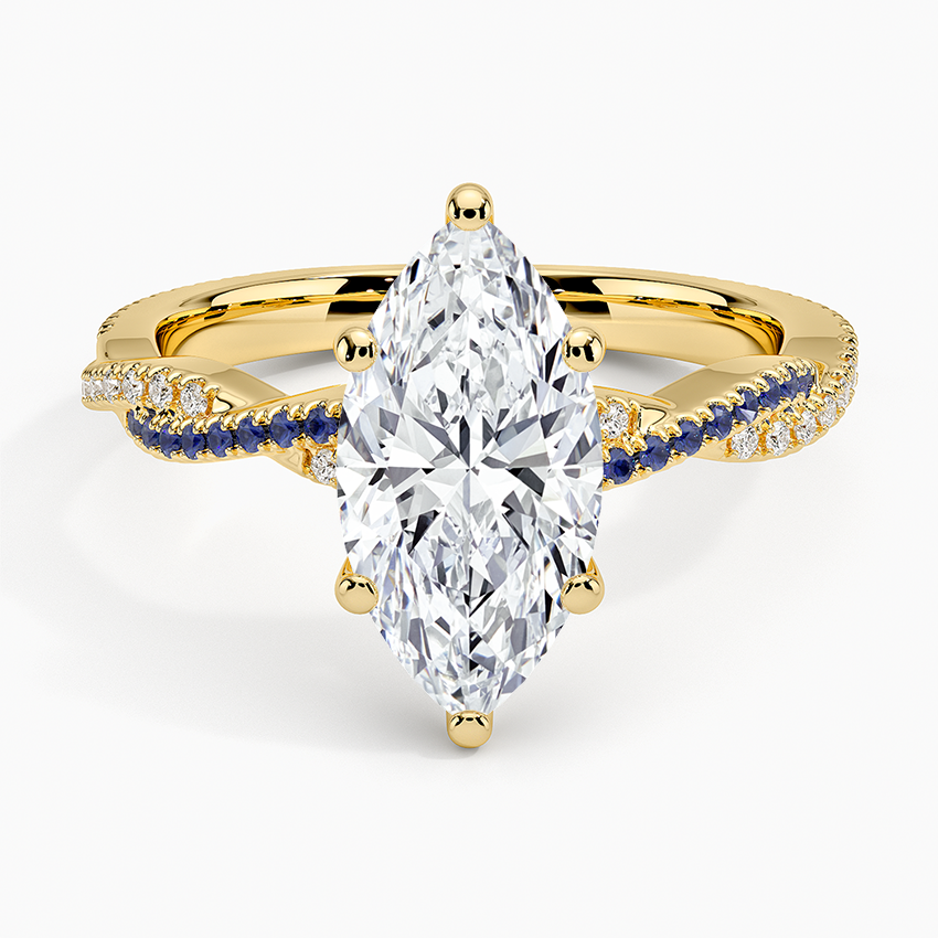 Petite Luxe Twisted Vine Sapphire and Diamond Ring (1/8 ct. tw.) - Marquise Cut Center Stone