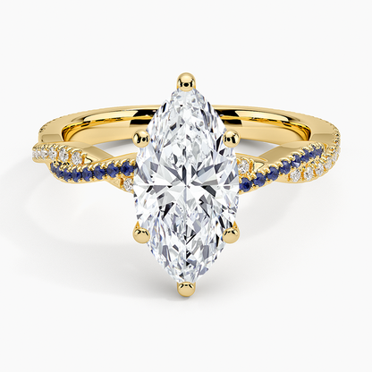Petite Luxe Twisted Vine Sapphire and Diamond Ring (1/8 ct. tw.) - Marquise Cut Center Stone