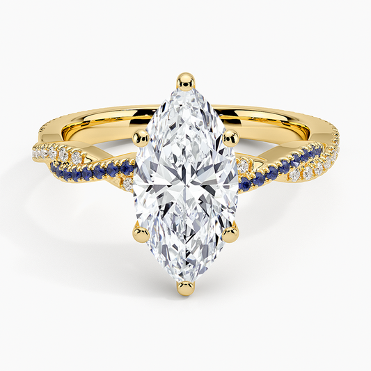 Petite Luxe Twisted Vine Sapphire and Diamond Ring (1/8 ct. tw.) - Marquise Cut Center Stone