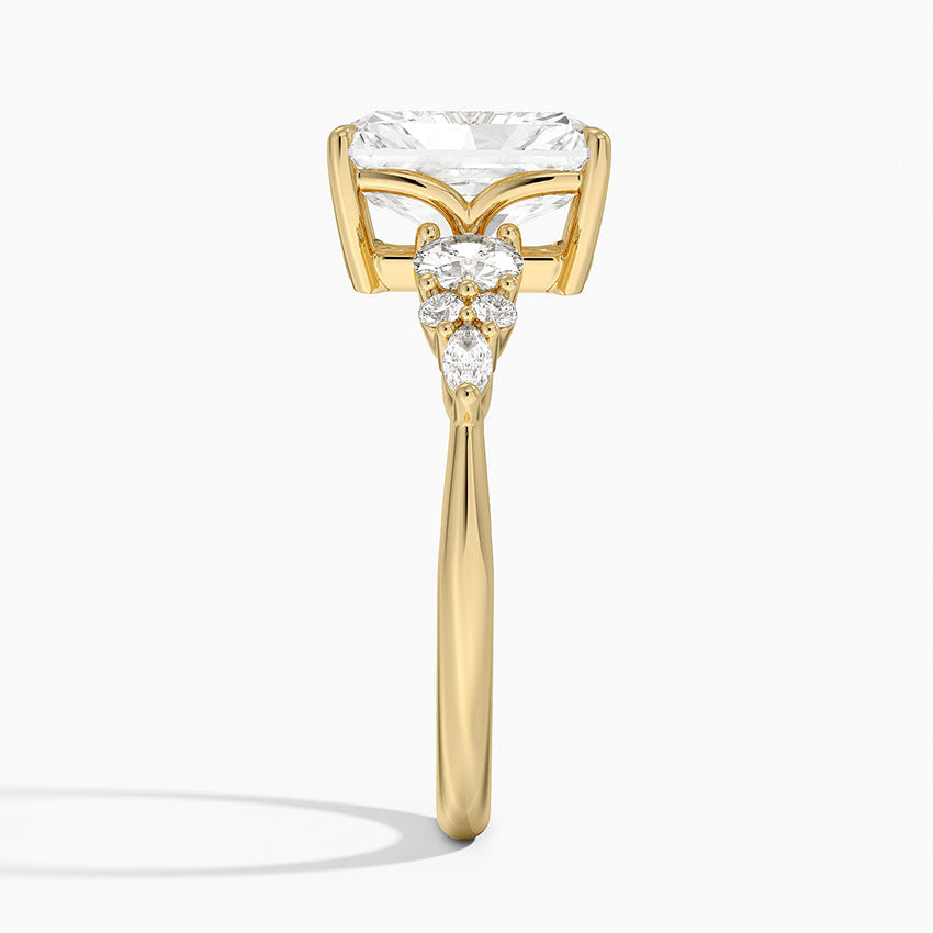 Nadia Three Stone Diamond Ring - Radiant Cut Center Stone