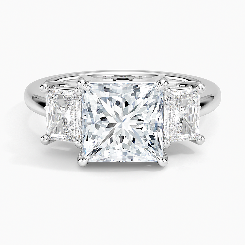 Luxe Helena Radiant-Cut Three Stone Diamond Ring - Princess Cut Center Stone