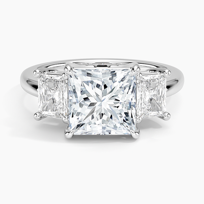 Luxe Helena Radiant-Cut Three Stone Diamond Ring - Princess Cut Center Stone