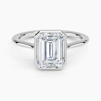 Petite Luna 1.5mm Bezel Ring - Emerald Cut Center Stone