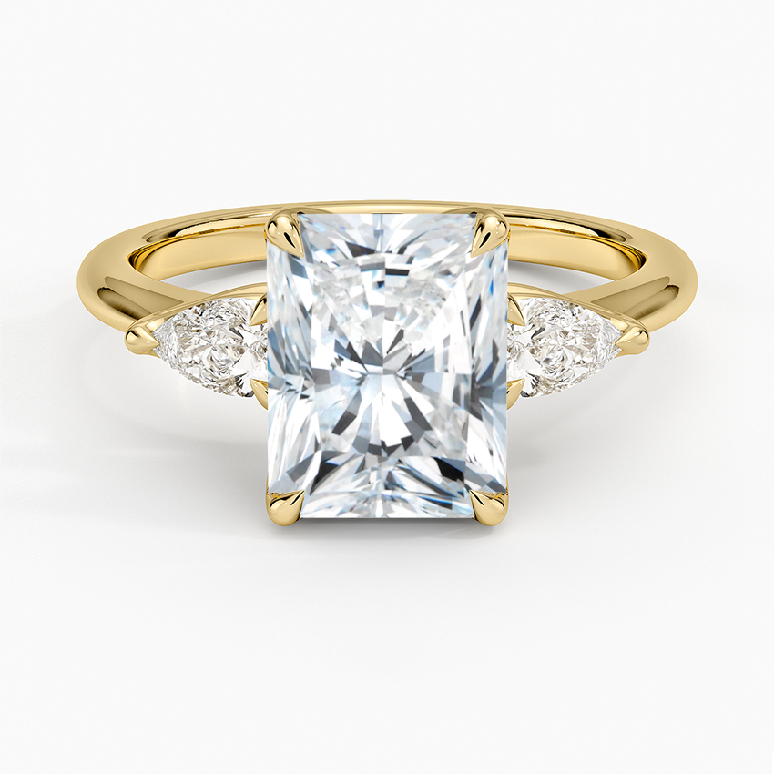 Fleur Three Stone Diamond Ring - Radiant Cut Center Stone