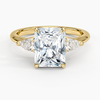Fleur Three Stone Diamond Ring - Radiant Cut Center Stone