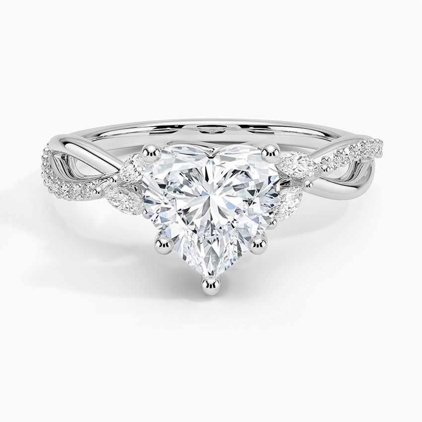 Petite Twisted Willow Diamond Ring - Heart Center Stone