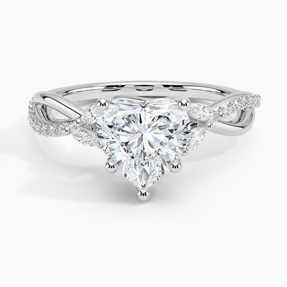 Petite Twisted Willow Diamond Ring - Heart Center Stone