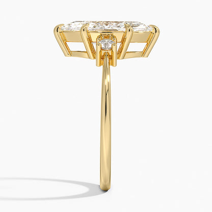 Petite Selene Three Stone Diamond Ring (1/10 ct. tw.) - Marquise Center Stone