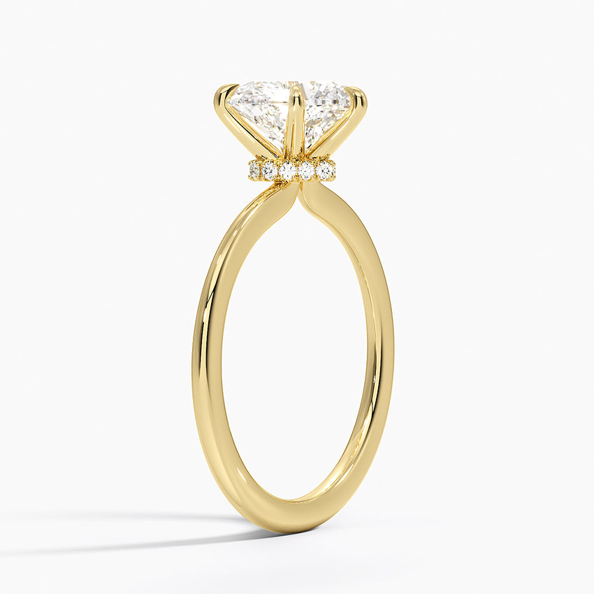 Petite Secret Halo Diamond Ring - Heart Center Stone