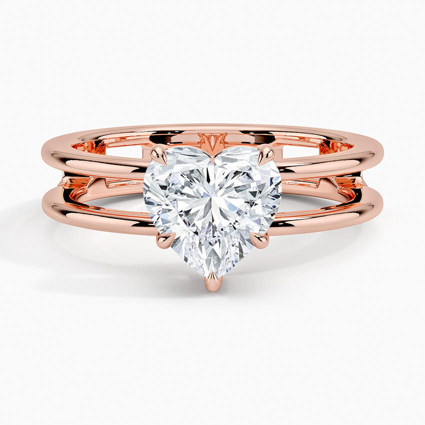 Aimee Open Double Band Solitaire Ring - Heart Center Stone