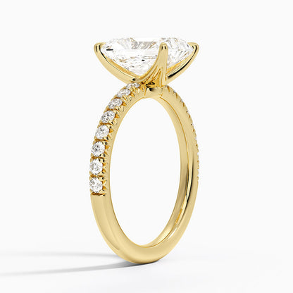 Amelie Half Coverage Diamond Ring - Radiant Cut Center Stone