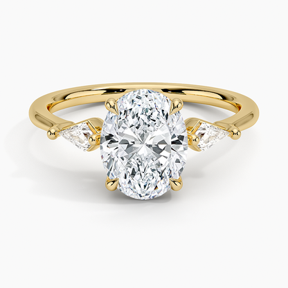 Cometa Three Stone Diamond Ring - Oval Center Stone