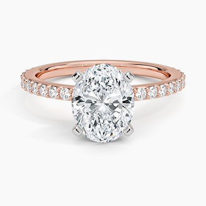 Petite Shared Prong Three-Quarter Coverage Diamond Ring (1/3 ct. tw.) - Oval Center Stone