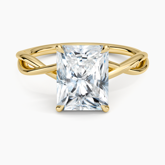 Alya Twist Solitaire Ring - Radiant Cut Center Stone