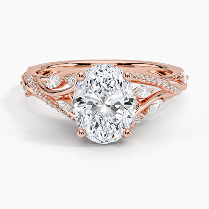 Begonia Vine Diamond Ring (1/2 ct. tw.) - Oval Center Stone