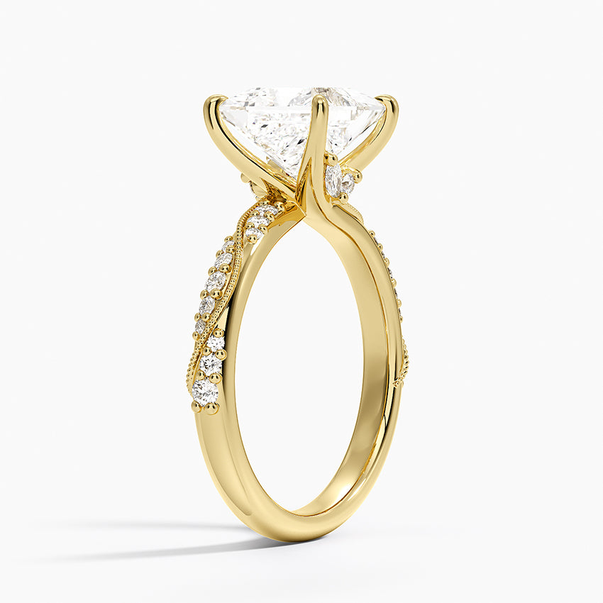 Camellia Hidden Accent 2.5mm Diamond Ring - Princess Cut Center Stone